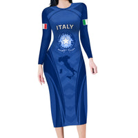 Custom Italy Rugby Family Matching Long Sleeve Bodycon Dress and Hawaiian Shirt World Cup 2023 Go Gli Azzurri Sporty Style LT9 - Wonder Print Shop