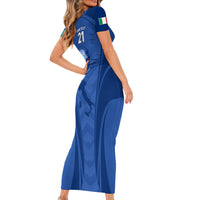 Custom Italy Rugby Short Sleeve Bodycon Dress World Cup 2023 Go Gli Azzurri Sporty Style - Wonder Print Shop