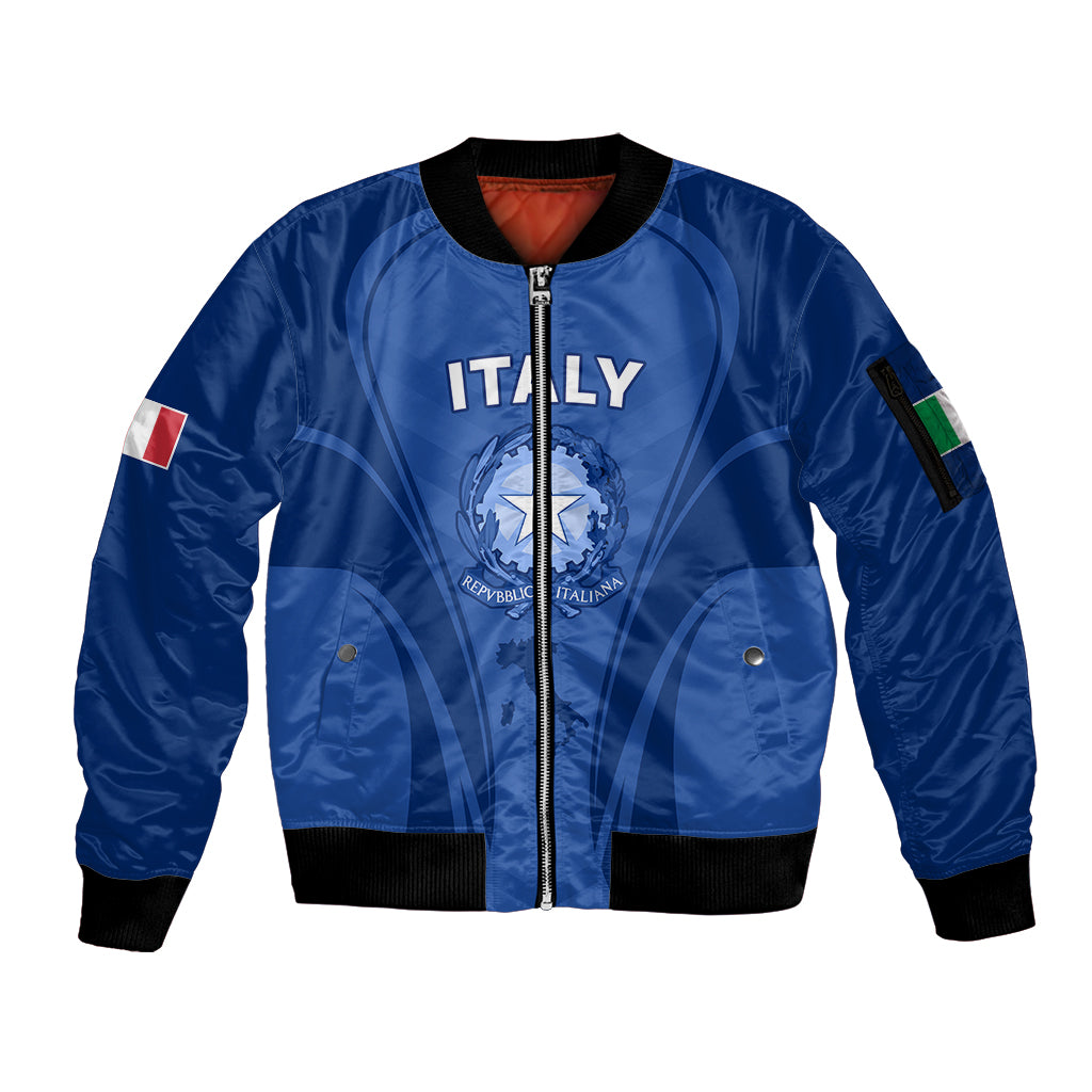 Custom Italy Rugby Sleeve Zip Bomber Jacket World Cup 2023 Go Gli Azzurri Sporty Style - Wonder Print Shop