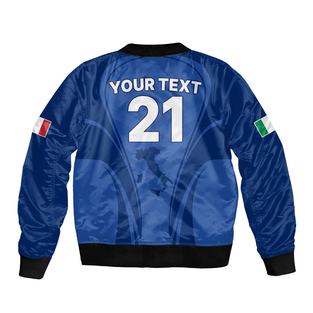 Custom Italy Rugby Sleeve Zip Bomber Jacket World Cup 2023 Go Gli Azzurri Sporty Style - Wonder Print Shop