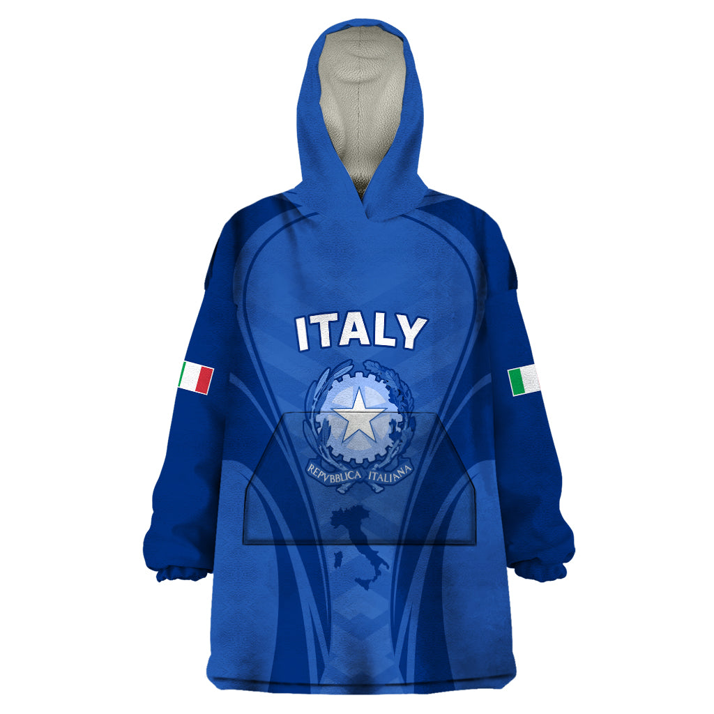 Custom Italy Rugby Wearable Blanket Hoodie World Cup 2023 Go Gli Azzurri Sporty Style - Wonder Print Shop