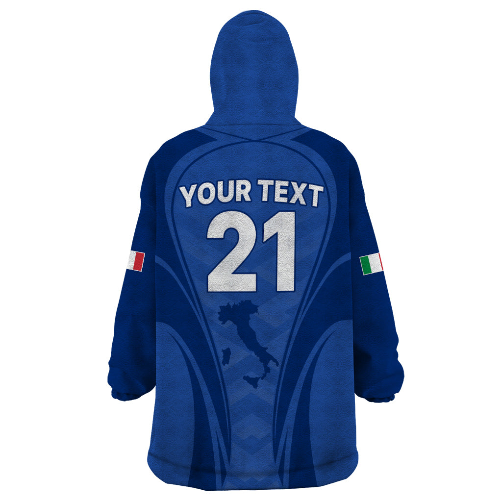 Custom Italy Rugby Wearable Blanket Hoodie World Cup 2023 Go Gli Azzurri Sporty Style - Wonder Print Shop