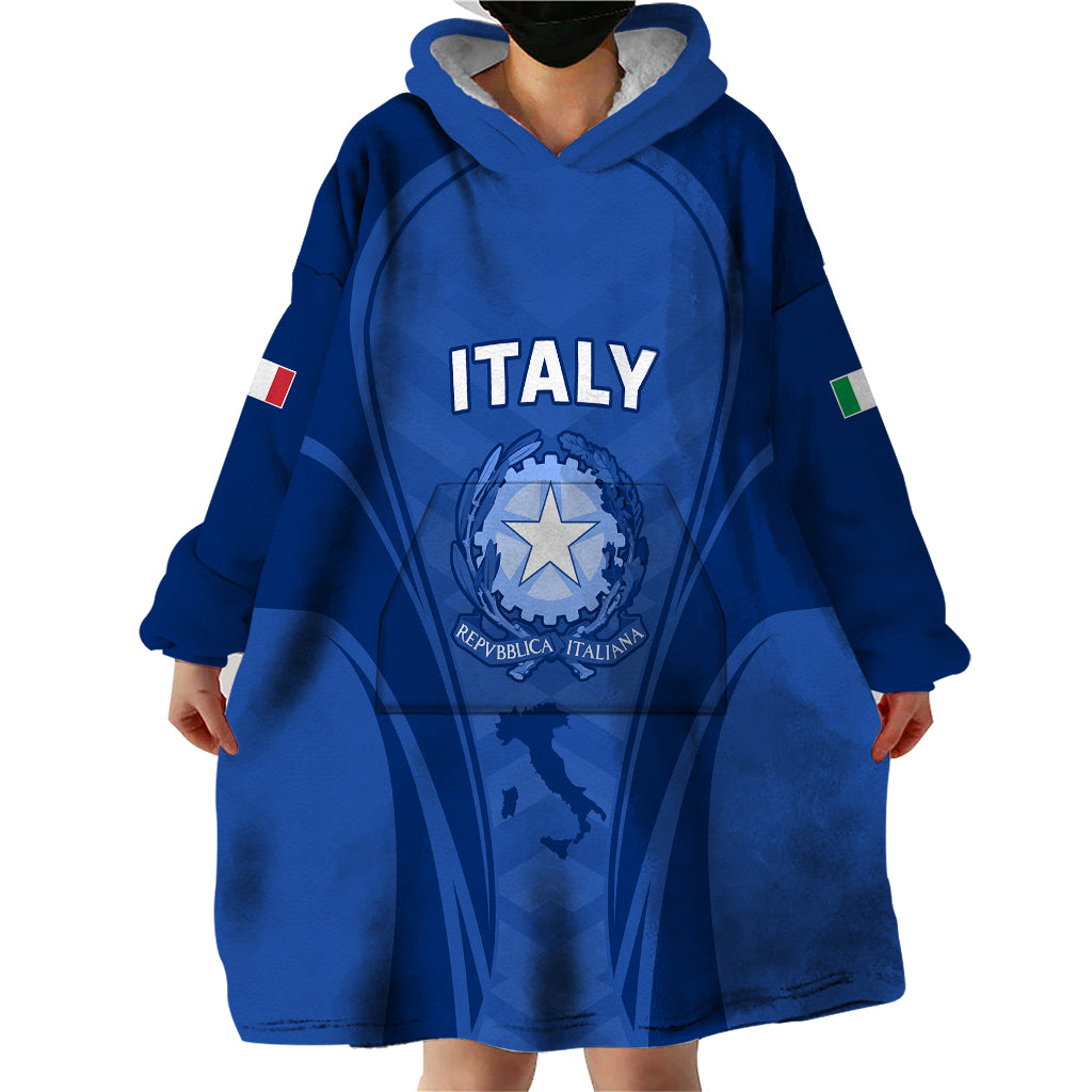 Custom Italy Rugby Wearable Blanket Hoodie World Cup 2023 Go Gli Azzurri Sporty Style - Wonder Print Shop