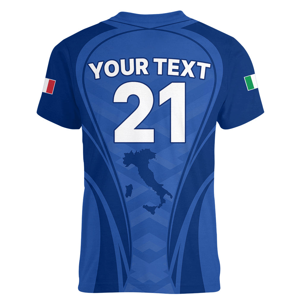 Custom Italy Rugby Women V Neck T Shirt World Cup 2023 Go Gli Azzurri Sporty Style - Wonder Print Shop