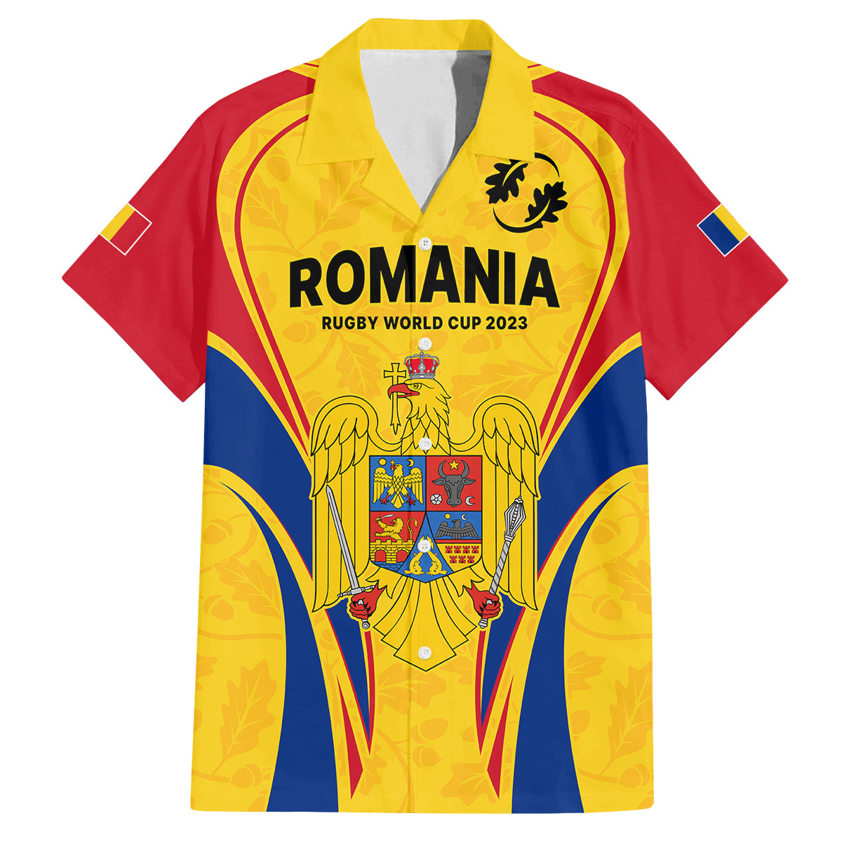 Romania Rugby Family Matching Off Shoulder Long Sleeve Dress and Hawaiian Shirt The Oaks World Cup 2023 Go Stejarii - Wonder Print Shop
