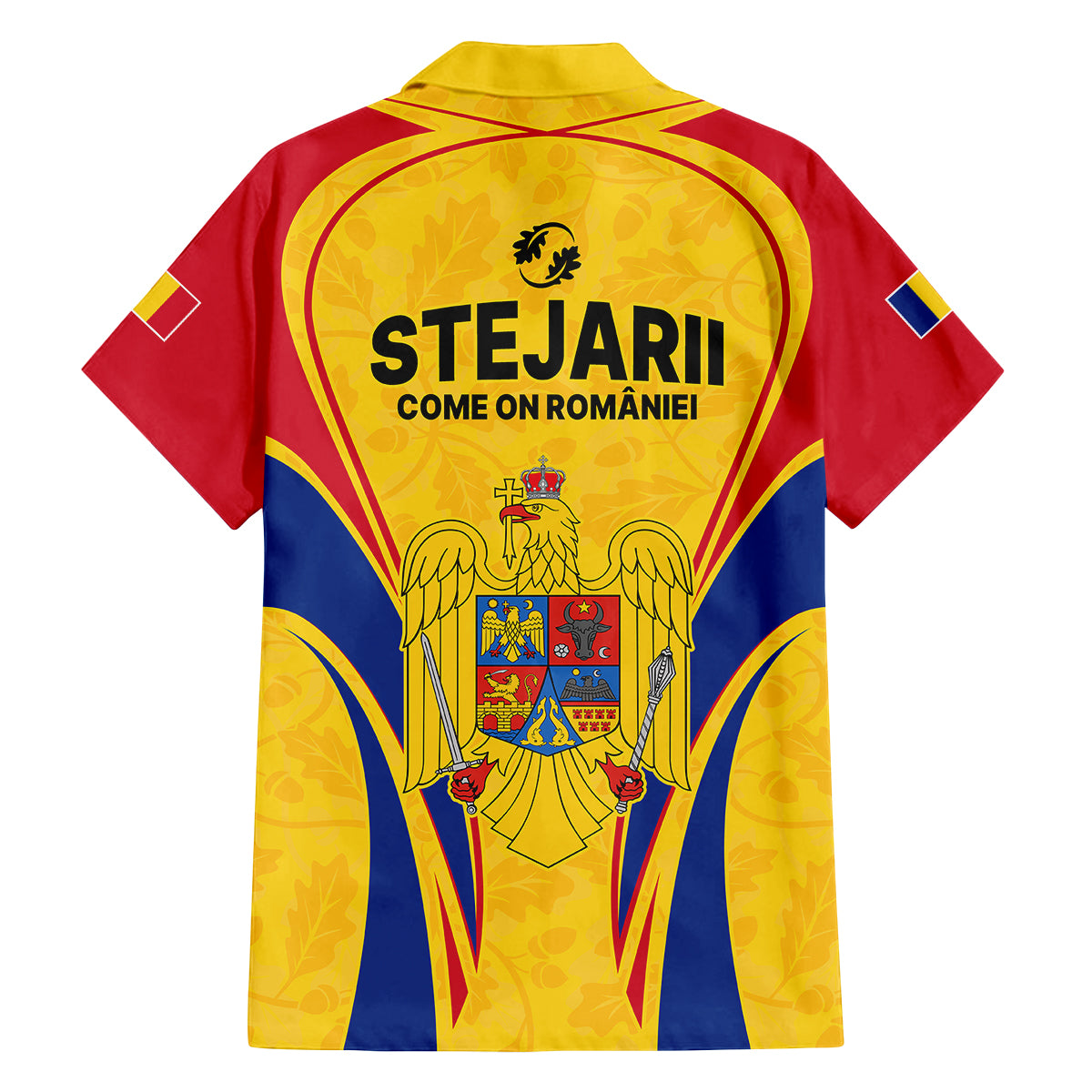 Romania Rugby Family Matching Off Shoulder Long Sleeve Dress and Hawaiian Shirt The Oaks World Cup 2023 Go Stejarii - Wonder Print Shop