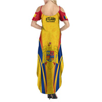 Romania Rugby Family Matching Summer Maxi Dress and Hawaiian Shirt The Oaks World Cup 2023 Go Stejarii - Wonder Print Shop