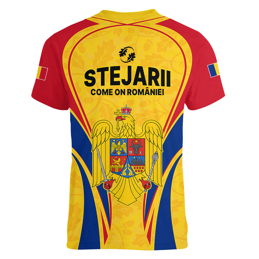Romania Rugby Women V Neck T Shirt The Oaks World Cup 2023 Go Stejarii - Wonder Print Shop
