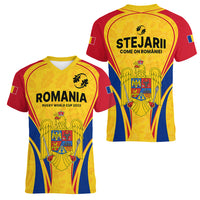Romania Rugby Women V Neck T Shirt The Oaks World Cup 2023 Go Stejarii - Wonder Print Shop