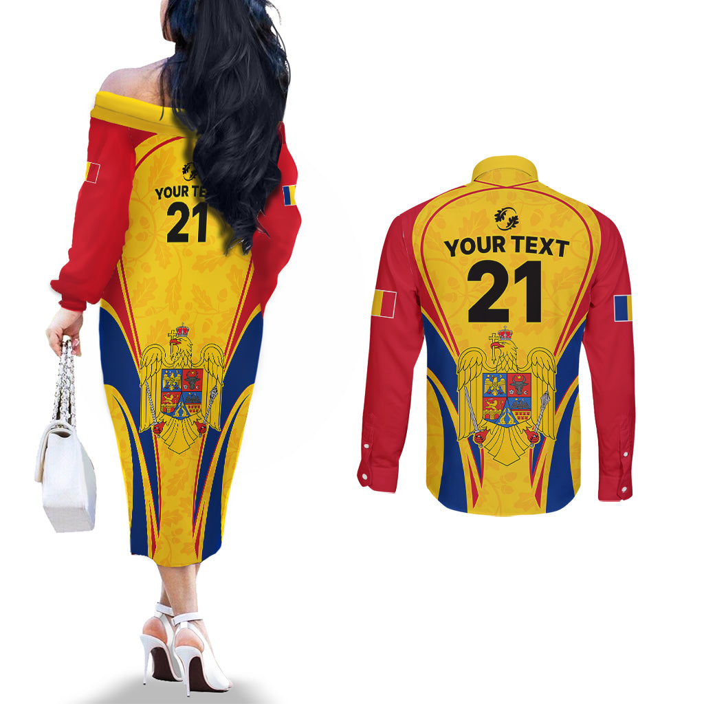custom-romania-rugby-couples-matching-off-the-shoulder-long-sleeve-dress-and-long-sleeve-button-shirts-the-oaks-world-cup-2023-go-stejarii