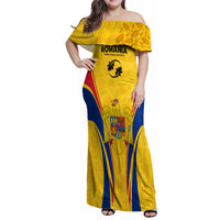 Custom Romania Rugby Family Matching Off Shoulder Maxi Dress and Hawaiian Shirt The Oaks World Cup 2023 Go Stejarii LT9 - Wonder Print Shop