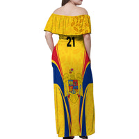 Custom Romania Rugby Family Matching Off Shoulder Maxi Dress and Hawaiian Shirt The Oaks World Cup 2023 Go Stejarii LT9 - Wonder Print Shop