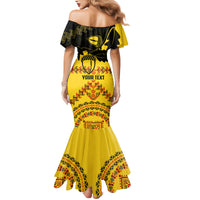 Personalised Romania Oaks Rugby Family Matching Mermaid Dress and Hawaiian Shirt Romanian Pattern With Embroidery Motif LT9 - Wonder Print Shop