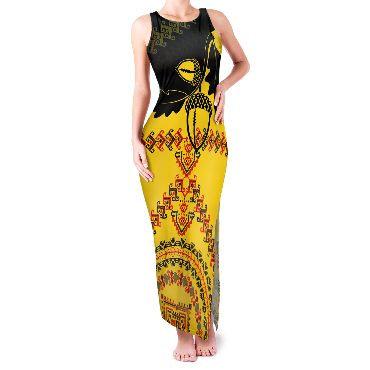 Personalised Romania Oaks Rugby Family Matching Tank Maxi Dress and Hawaiian Shirt Romanian Pattern With Embroidery Motif - Wonder Print Shop