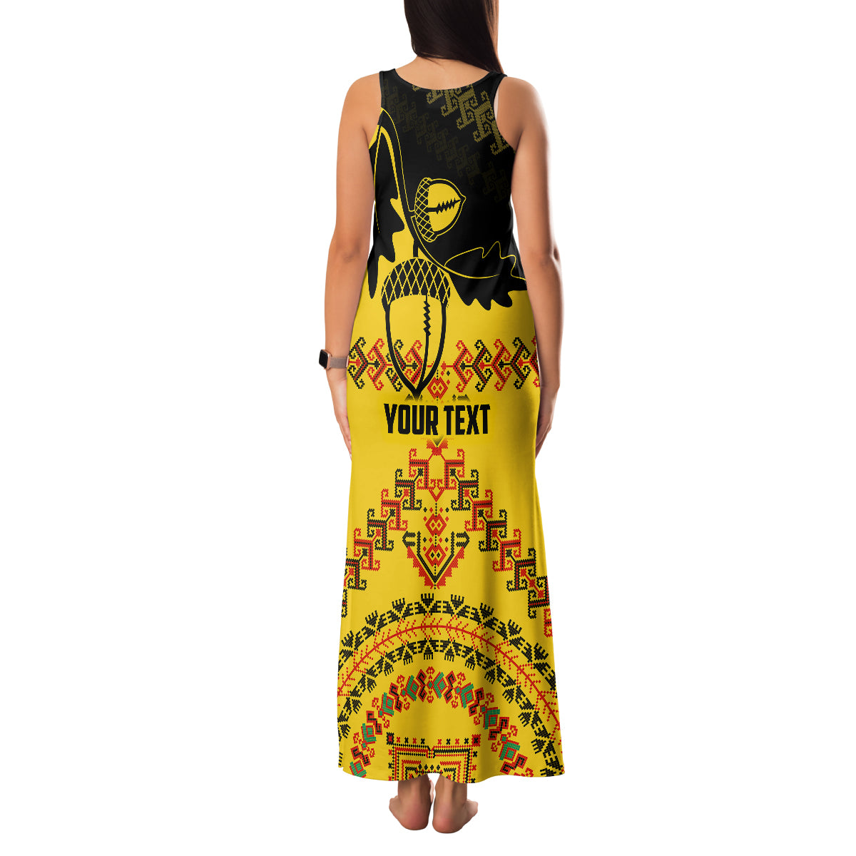 Personalised Romania Oaks Rugby Family Matching Tank Maxi Dress and Hawaiian Shirt Romanian Pattern With Embroidery Motif - Wonder Print Shop