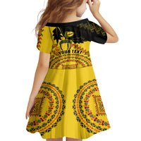 Personalised Romania Oaks Rugby Kid Short Sleeve Dress Romanian Pattern With Embroidery Motif - Wonder Print Shop