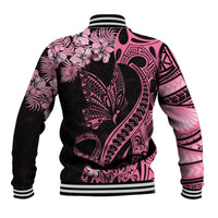 Polynesian Floral Butterfly Baseball Jacket Breast Cancer Pink Ribbon LT9 - Wonder Print Shop