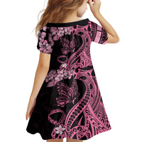 Polynesian Floral Butterfly Family Matching Long Sleeve Bodycon Dress and Hawaiian Shirt Breast Cancer Pink Ribbon LT9 - Wonder Print Shop