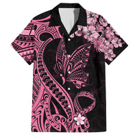Polynesian Floral Butterfly Family Matching Mermaid Dress and Hawaiian Shirt Breast Cancer Pink Ribbon LT9 - Wonder Print Shop