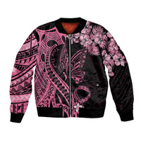 Personalised Polynesian Floral Butterfly Bomber Jacket Breast Cancer Pink Ribbon LT9 - Wonder Print Shop