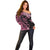 Personalised Polynesian Floral Butterfly Off Shoulder Sweater Breast Cancer Pink Ribbon - Wonder Print Shop