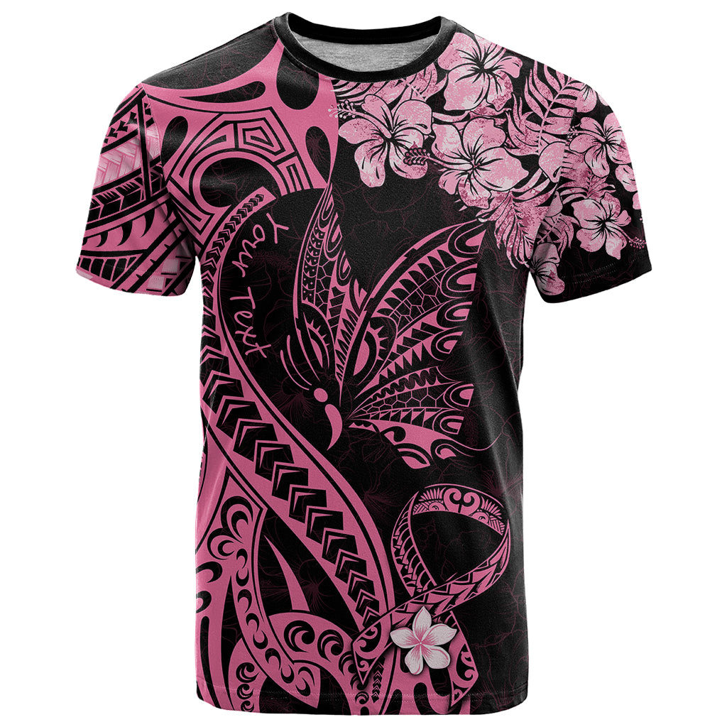 Personalised Polynesian Floral Butterfly T Shirt Breast Cancer Pink Ribbon - Wonder Print Shop