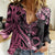 Personalised Polynesian Floral Butterfly Women Casual Shirt Breast Cancer Pink Ribbon - Wonder Print Shop
