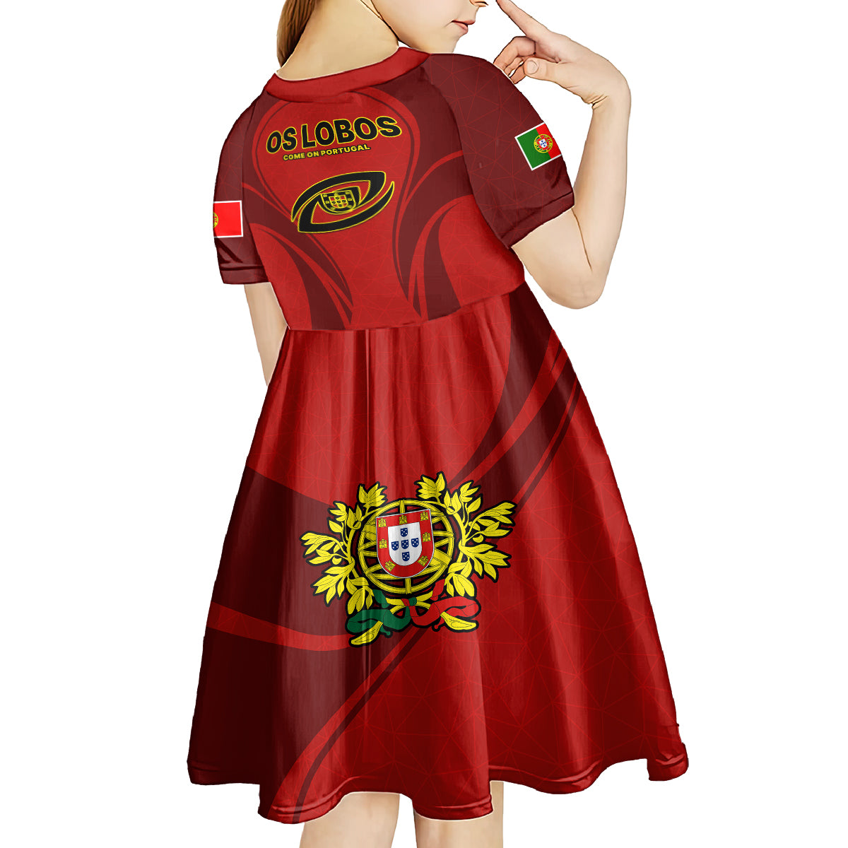 Portugal Rugby Kid Short Sleeve Dress The Wolves World Cup 2023 Go Os Lobos - Wonder Print Shop