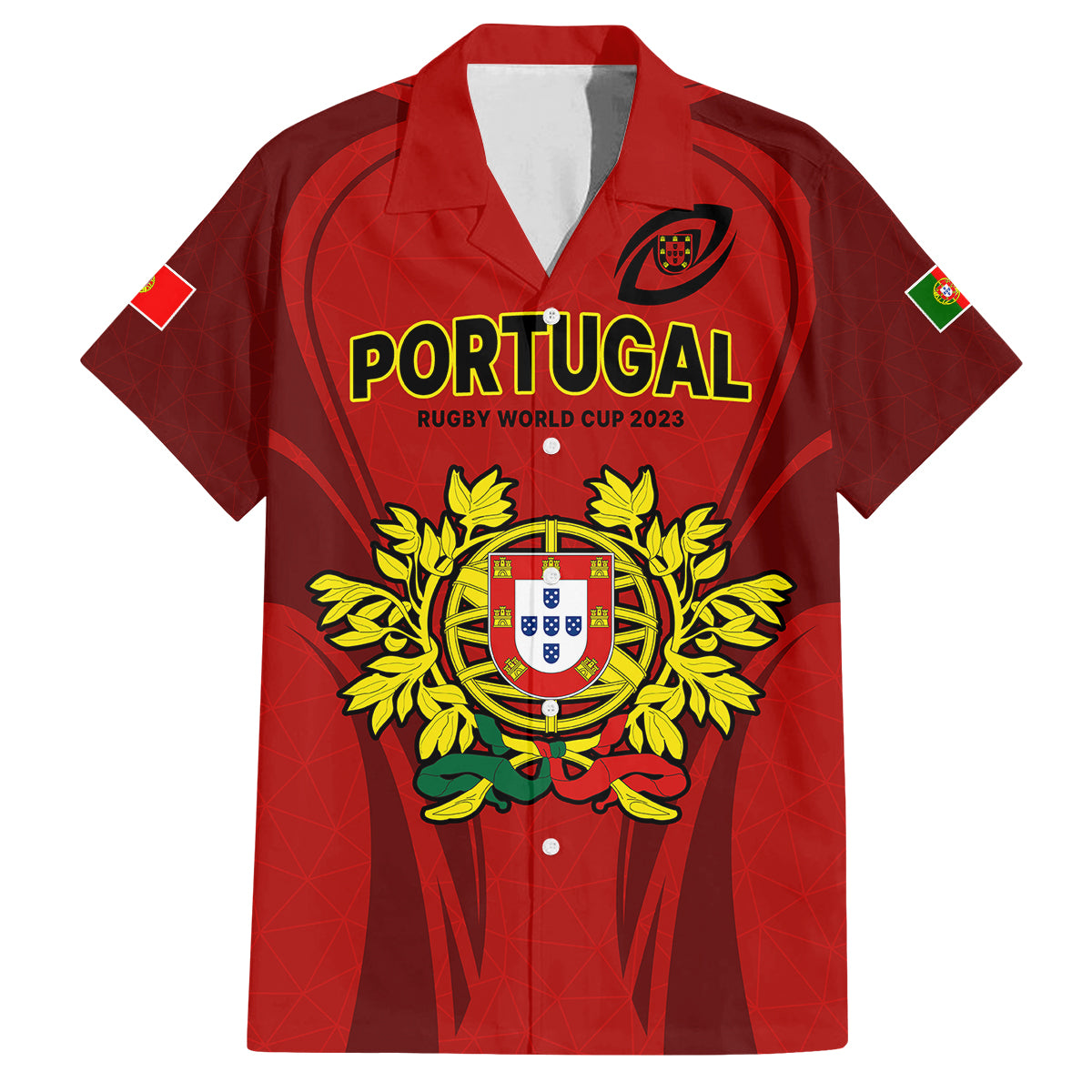 Custom Portugal Rugby Family Matching Off Shoulder Long Sleeve Dress and Hawaiian Shirt The Wolves World Cup 2023 Go Os Lobos - Wonder Print Shop