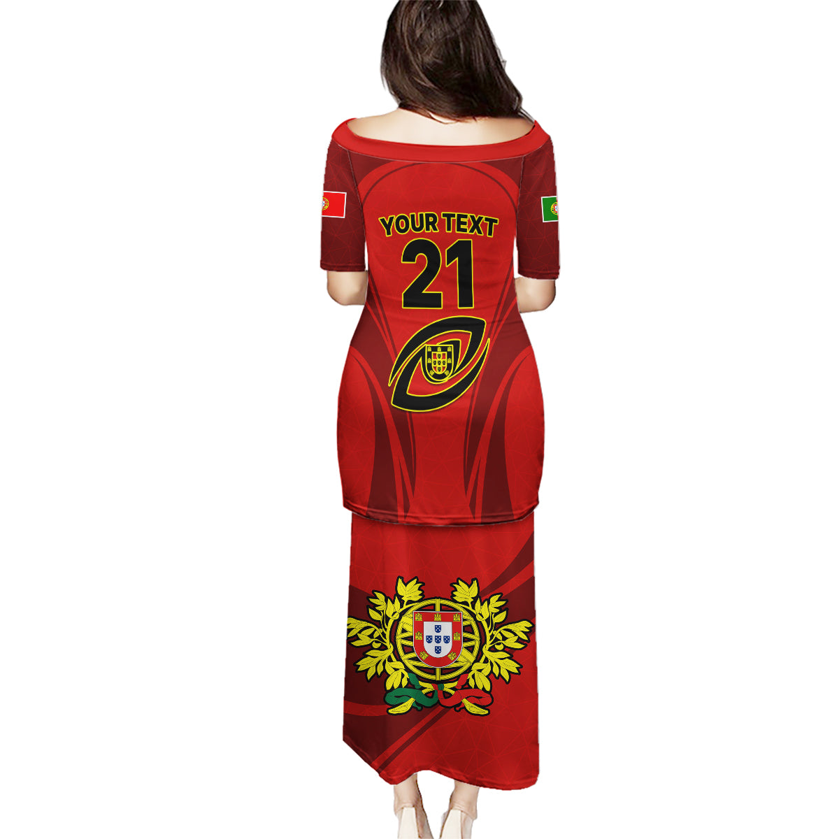 Custom Portugal Rugby Family Matching Puletasi Dress and Hawaiian Shirt The Wolves World Cup 2023 Go Os Lobos - Wonder Print Shop