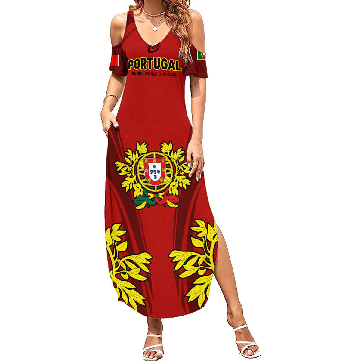 Custom Portugal Rugby Family Matching Summer Maxi Dress and Hawaiian Shirt The Wolves World Cup 2023 Go Os Lobos - Wonder Print Shop