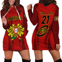 Custom Portugal Rugby Hoodie Dress The Wolves World Cup 2023 Go Os Lobos - Wonder Print Shop