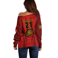 Custom Portugal Rugby Off Shoulder Sweater The Wolves World Cup 2023 Go Os Lobos - Wonder Print Shop
