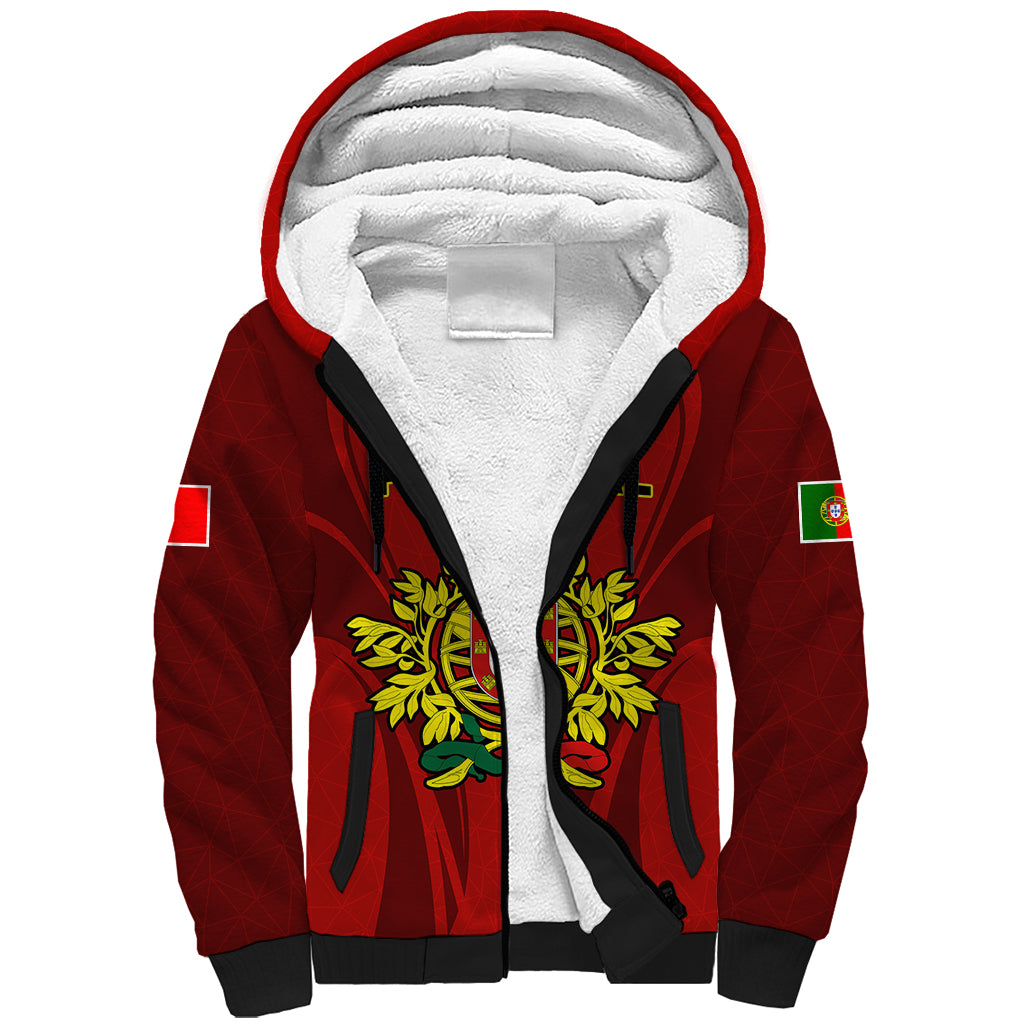 Custom Portugal Rugby Sherpa Hoodie The Wolves World Cup 2023 Go Os Lobos - Wonder Print Shop