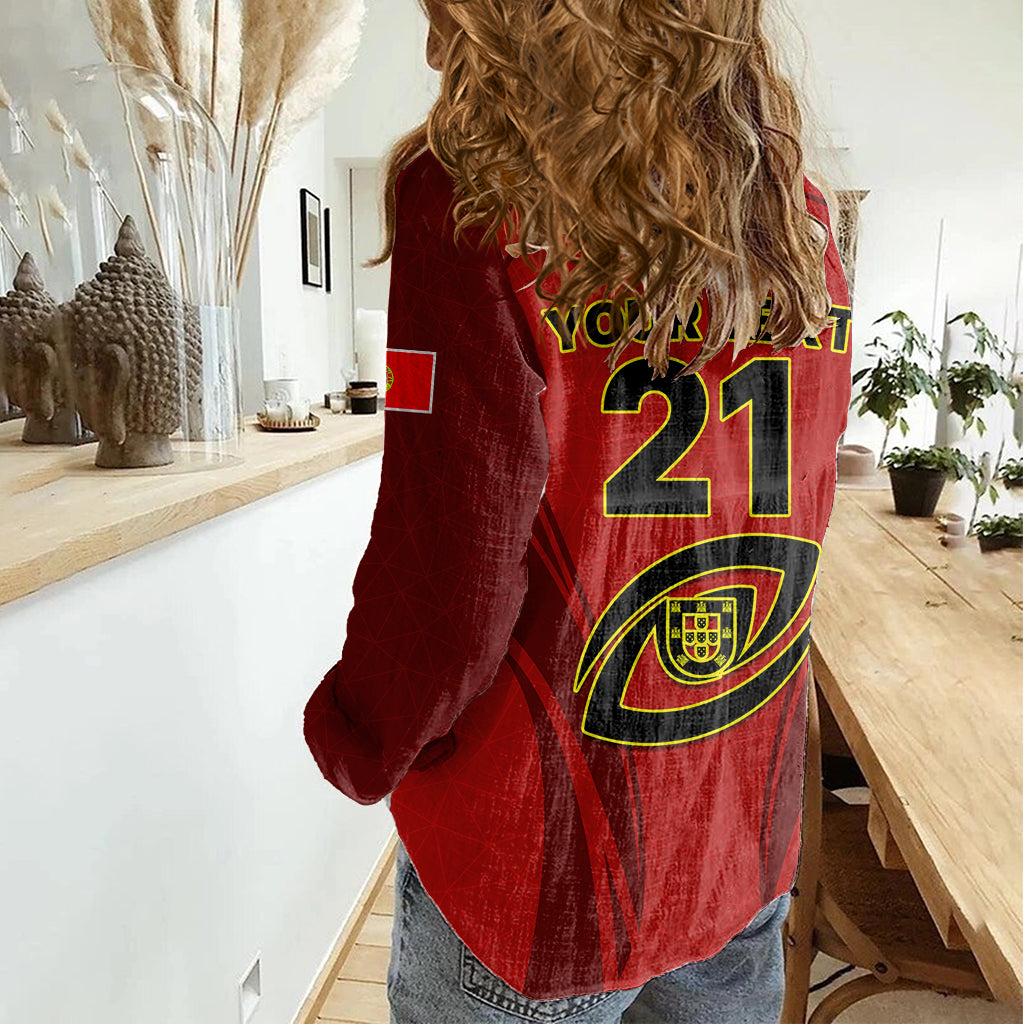Custom Portugal Rugby Women Casual Shirt The Wolves World Cup 2023 Go Os Lobos - Wonder Print Shop