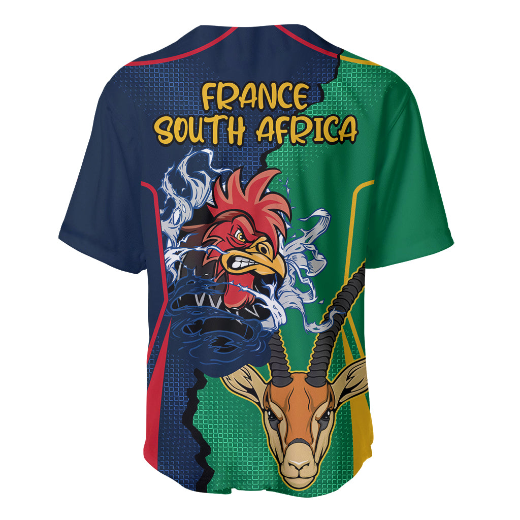 France South Africa Rugby Baseball Jersey Springboks and Gallic Rooster World Cup 2023 LT9 - Wonder Print Shop