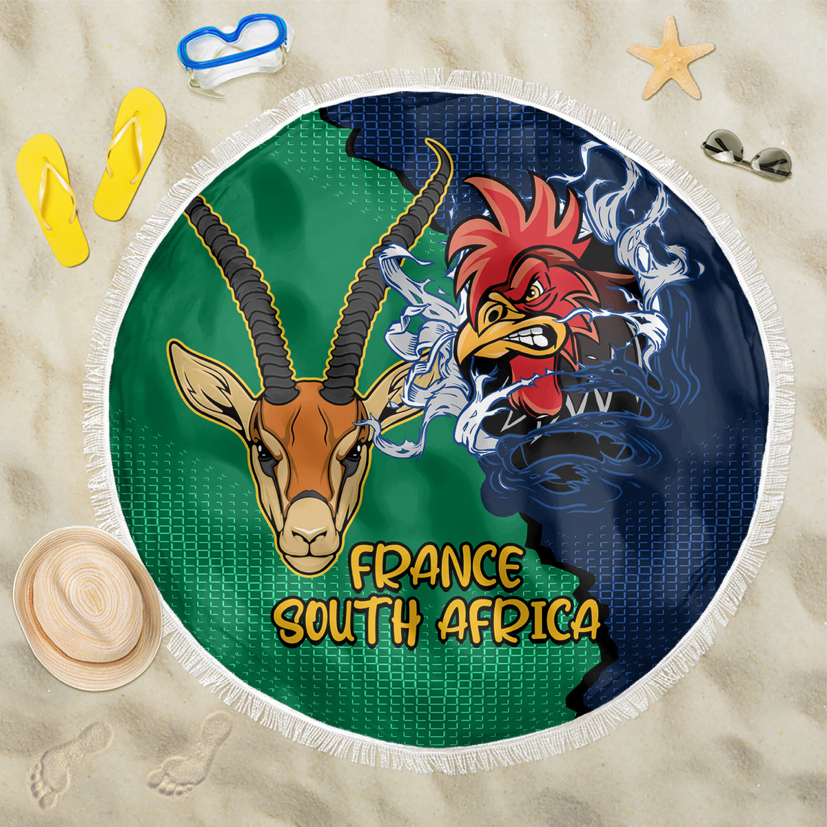 france-south-africa-rugby-beach-blanket-springboks-and-gallic-rooster-world-cup-2023