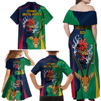 France South Africa Rugby Family Matching Off Shoulder Maxi Dress and Hawaiian Shirt Springboks and Gallic Rooster World Cup 2023 LT9 - Wonder Print Shop