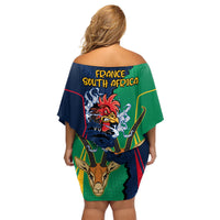 France South Africa Rugby Family Matching Off Shoulder Short Dress and Hawaiian Shirt Springboks and Gallic Rooster World Cup 2023 LT9 - Wonder Print Shop