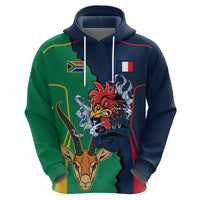 France South Africa Rugby Hoodie Springboks and Gallic Rooster World Cup 2023 - Wonder Print Shop