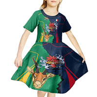 France South Africa Rugby Kid Short Sleeve Dress Springboks and Gallic Rooster World Cup 2023 - Wonder Print Shop