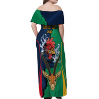 France South Africa Rugby Off Shoulder Maxi Dress Springboks and Gallic Rooster World Cup 2023 - Wonder Print Shop