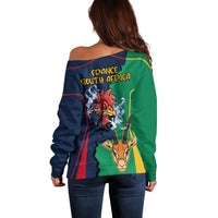 France South Africa Rugby Off Shoulder Sweater Springboks and Gallic Rooster World Cup 2023 - Wonder Print Shop