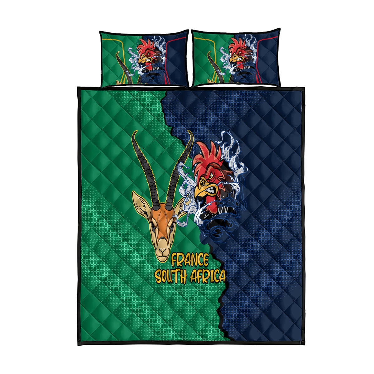 france-south-africa-rugby-quilt-bed-set-springboks-and-gallic-rooster-world-cup-2023