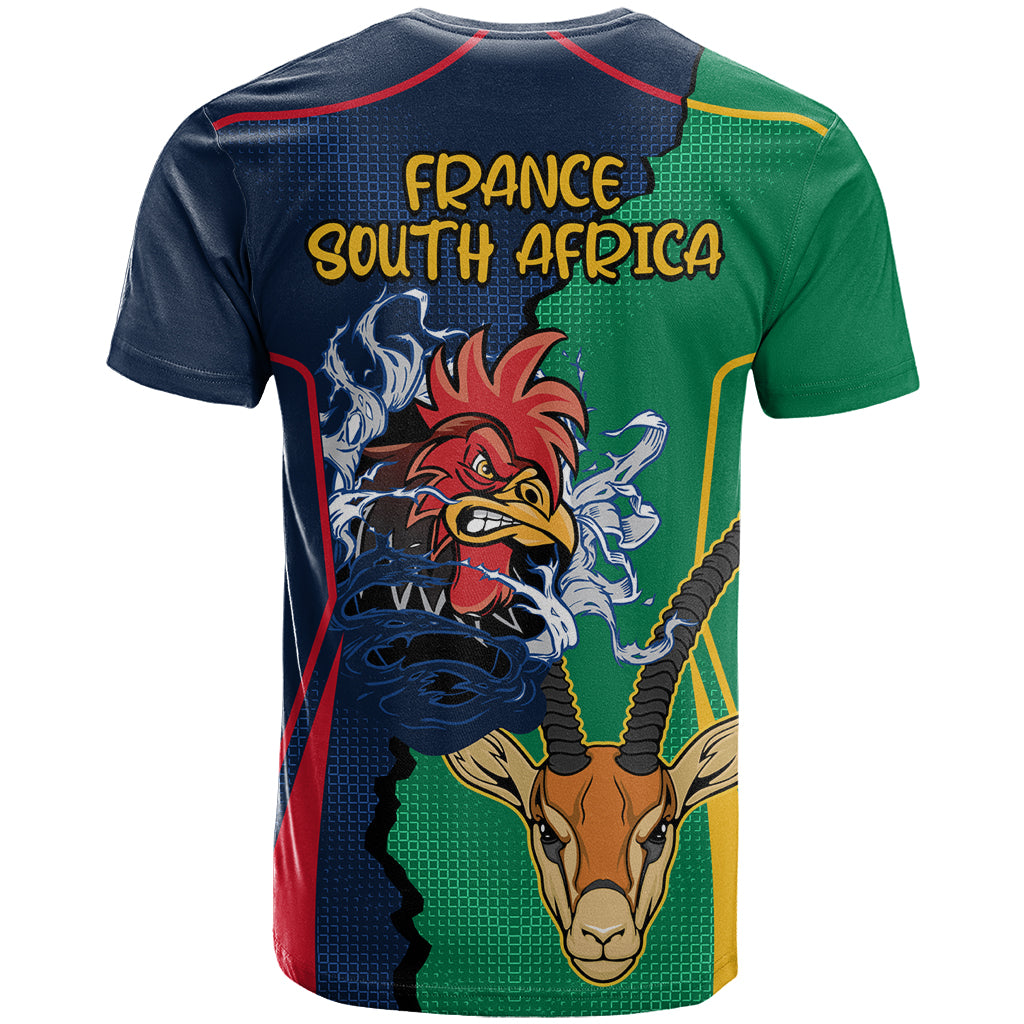 France South Africa Rugby T Shirt Springboks and Gallic Rooster World Cup 2023 - Wonder Print Shop