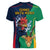 France South Africa Rugby Women V Neck T Shirt Springboks and Gallic Rooster World Cup 2023 - Wonder Print Shop
