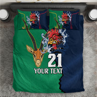 Custom France South Africa Rugby Bedding Set Springboks and Gallic Rooster World Cup 2023 LT9 - Wonder Print Shop
