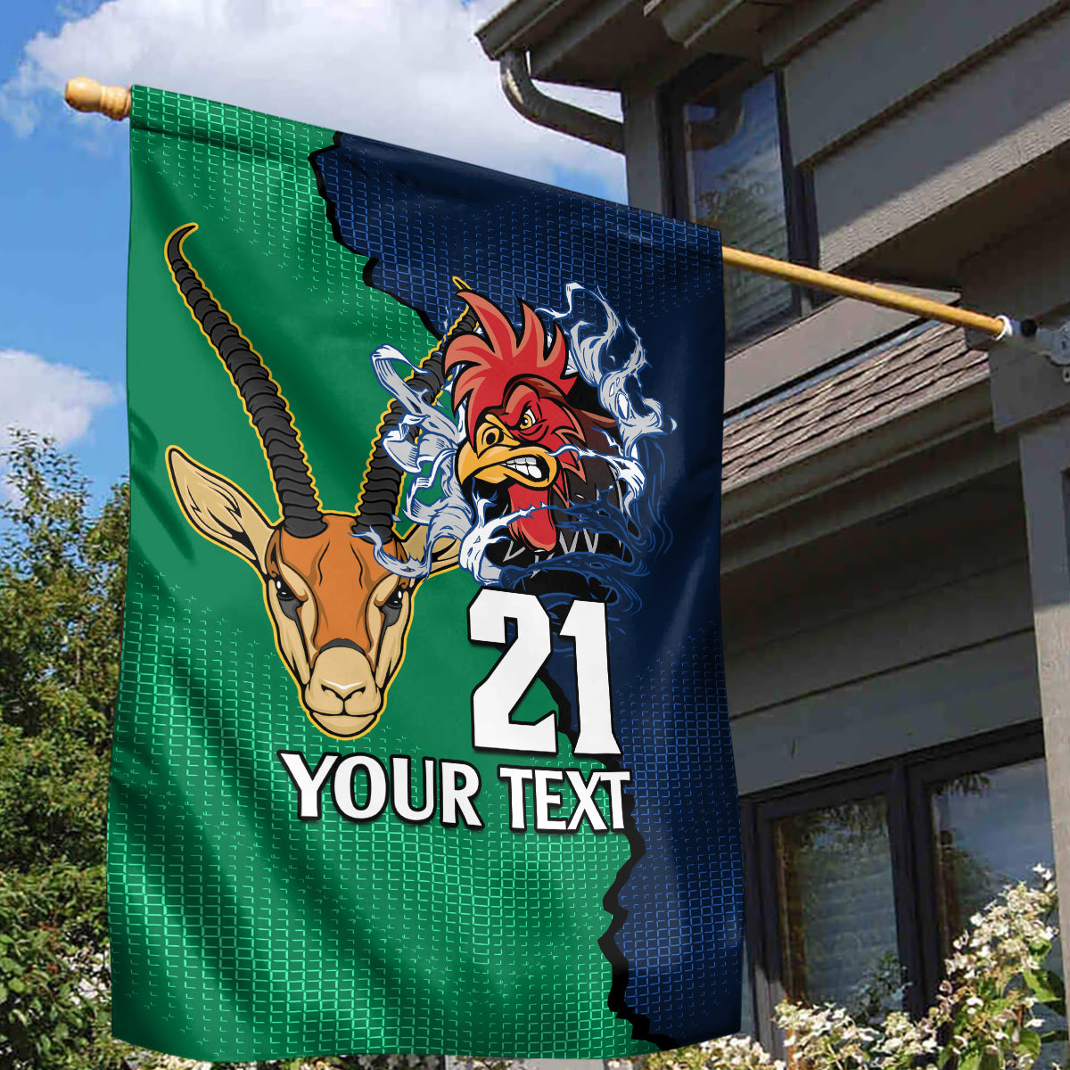 Custom France South Africa Rugby Garden Flag Springboks and Gallic Rooster World Cup 2023 - Wonder Print Shop