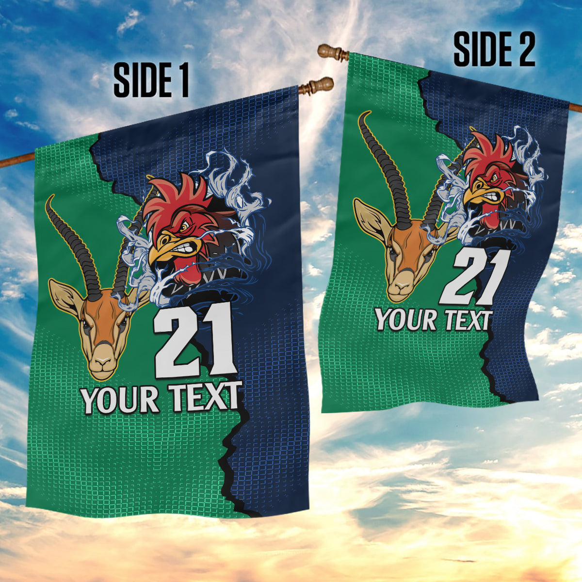 Custom France South Africa Rugby Garden Flag Springboks and Gallic Rooster World Cup 2023 - Wonder Print Shop
