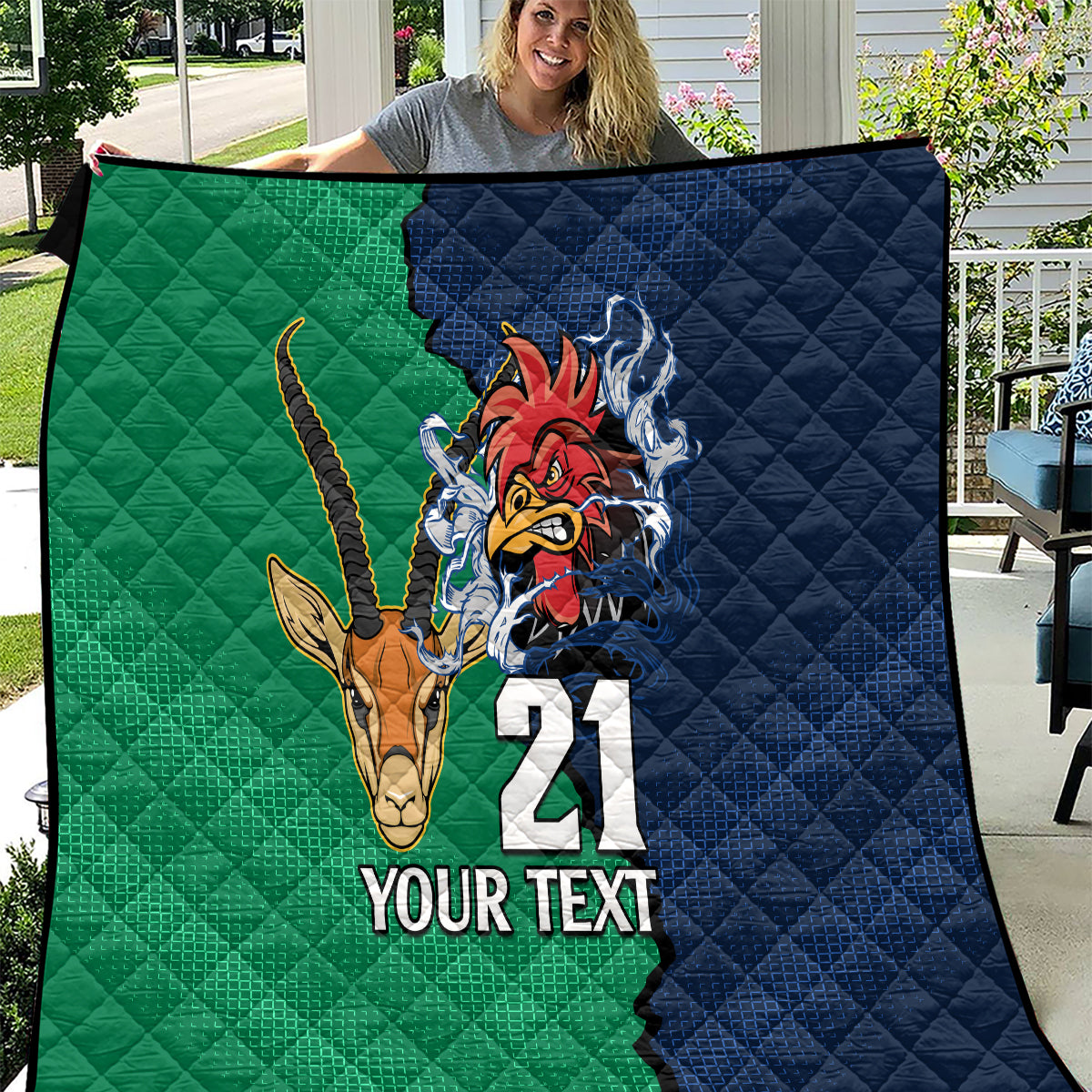 Custom France South Africa Rugby Quilt Springboks and Gallic Rooster World Cup 2023 - Wonder Print Shop